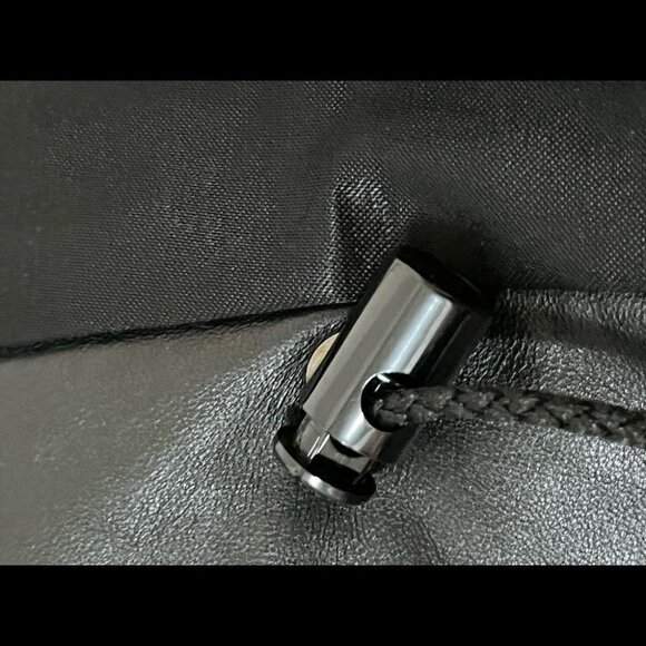 Vintage Gabriel Collection Heavyweight Black Leather Trench Coat Jacket Sz Large - Picture 7 of 9